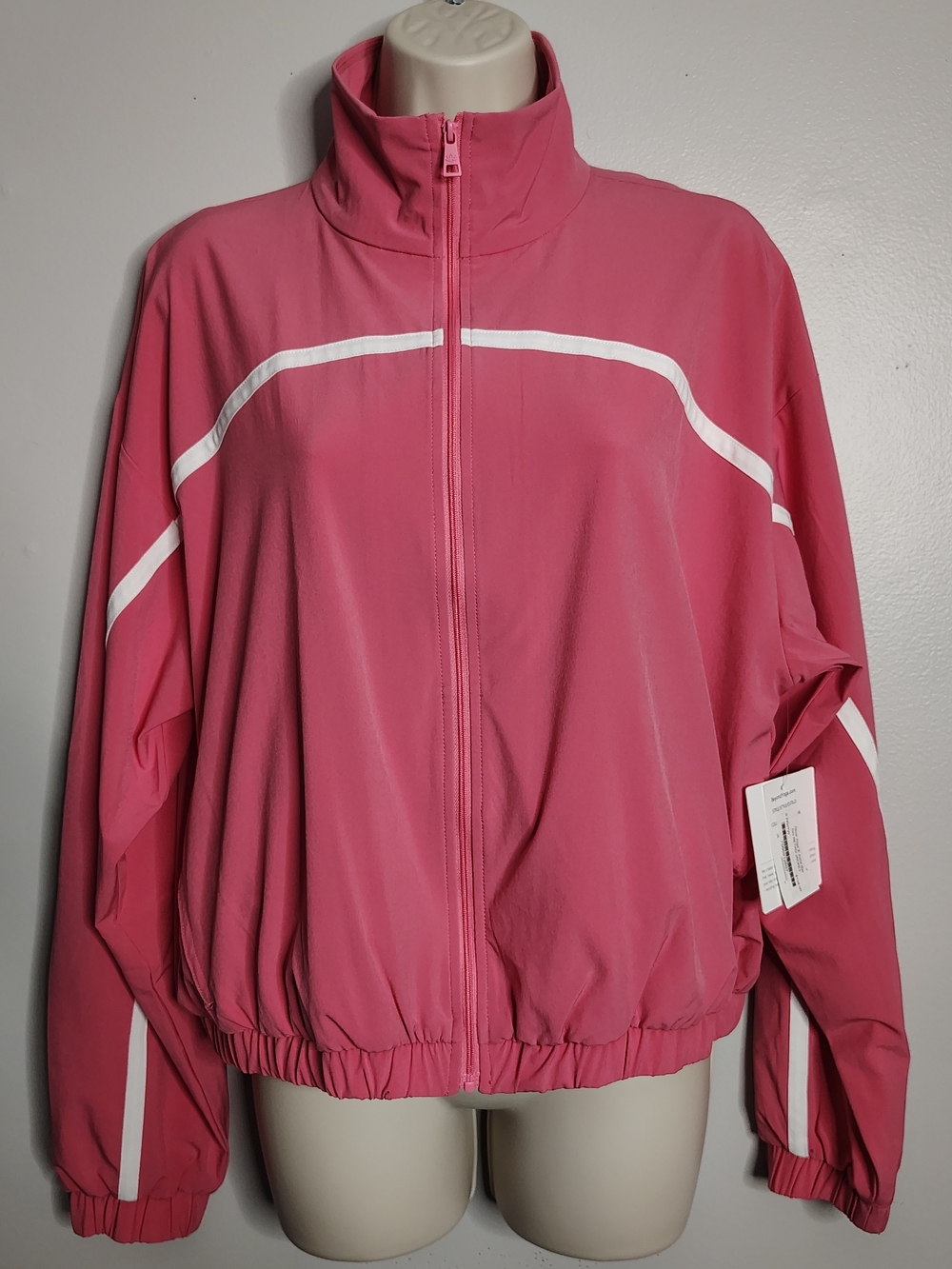 Beyond Yoga Go Retro Jacket Pink White Womens Small Track Jacket 80s vibes New